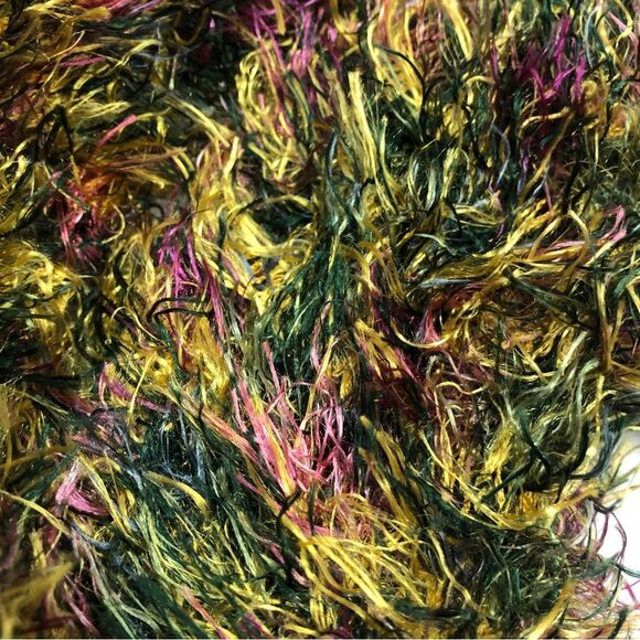 Fuzzy Expandable Eyelash Magic Tube Scarf Purple Green Yellow - Picture 3 of 4